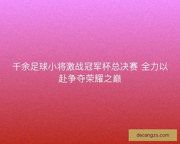 千余足球小将激战冠军杯总决赛 全力以赴争夺荣耀之巅